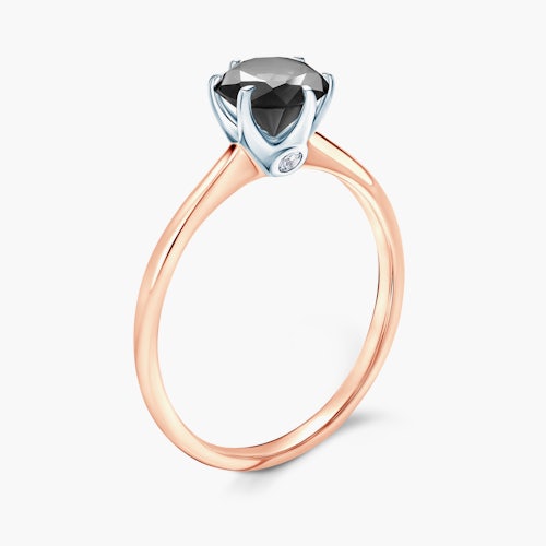 Pierścionek zaręczynowy The Journey: dwukolorowe złoto, czarny diament